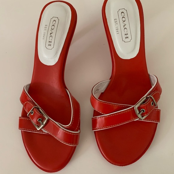 Coach Shoes - Coach Red Landis Red Heeled Sandals Size 7.5B